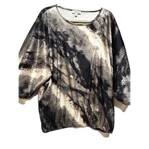 Cha‎ Cha Vente Womens Silky 1X top Animal Snake Print Black Beige Career glam